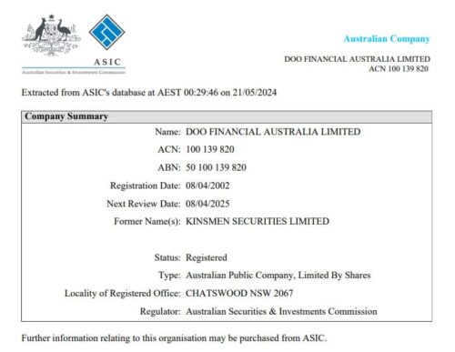doo financialaustralia limited asic regulation brokerone