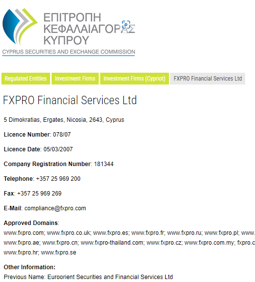 fxpro fca brokerone