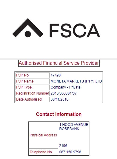 رگوله FSCA بروکر مونتا مارکتس